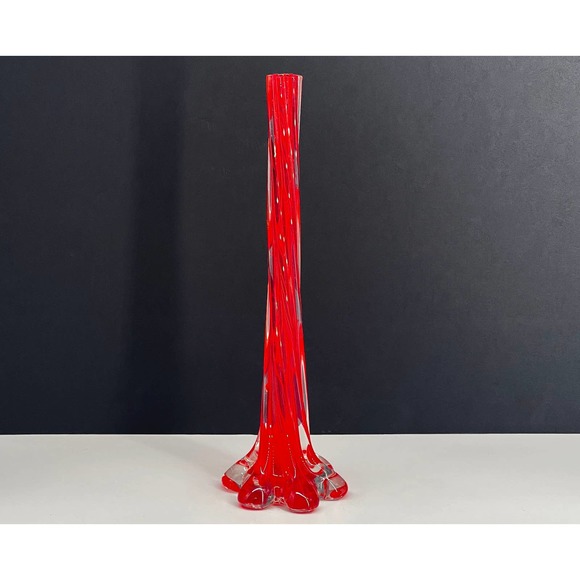 Vintage Italian Red Twist Stretch Bud Vase - Picture 1 of 8